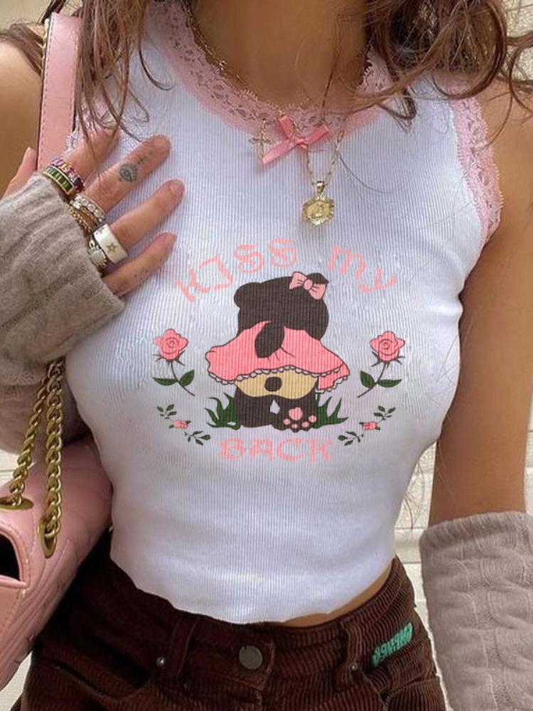 Women' Tanks & Camis Y2k Kawaii Going Out Crop Top Cartoon Print Graphic Baby Tee Lace Trim Ribbed White Tank Tops Women 2022Women
Women' Tanks & Camis Y2k Kawaii Going Out Crop Top Cartoon Print Graphic Baby Tee Lace Trim Ribbed White Tank Tops Women 2022Women