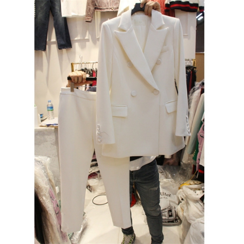 Suit twopiece female 2019 spring new women's Korean professional solid color suit jacket slim nine pants suit T200818