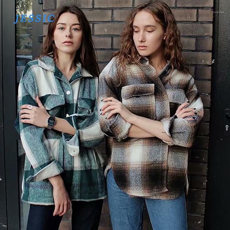 Women' Blouses & Shirts JESSIC Plaid Women Oversize Woolen Fashion Ladies Soft Thick Shirt Female Elegant Loose Tops Vintage Girls Chic, Dark plaid
Women' Blouses & Shirts JESSIC Plaid Women Oversize Woolen Fashion Ladies Soft Thick Shirt Female Elegant Loose Tops Vintage Girls Chic, Dark plaid