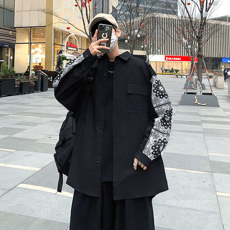 Bandana Men's Shirts Streetwear Long Sleeve Paisley Harajuku Shirt Male Clothes Fashion Spring Summer Elegant Oversize 220322