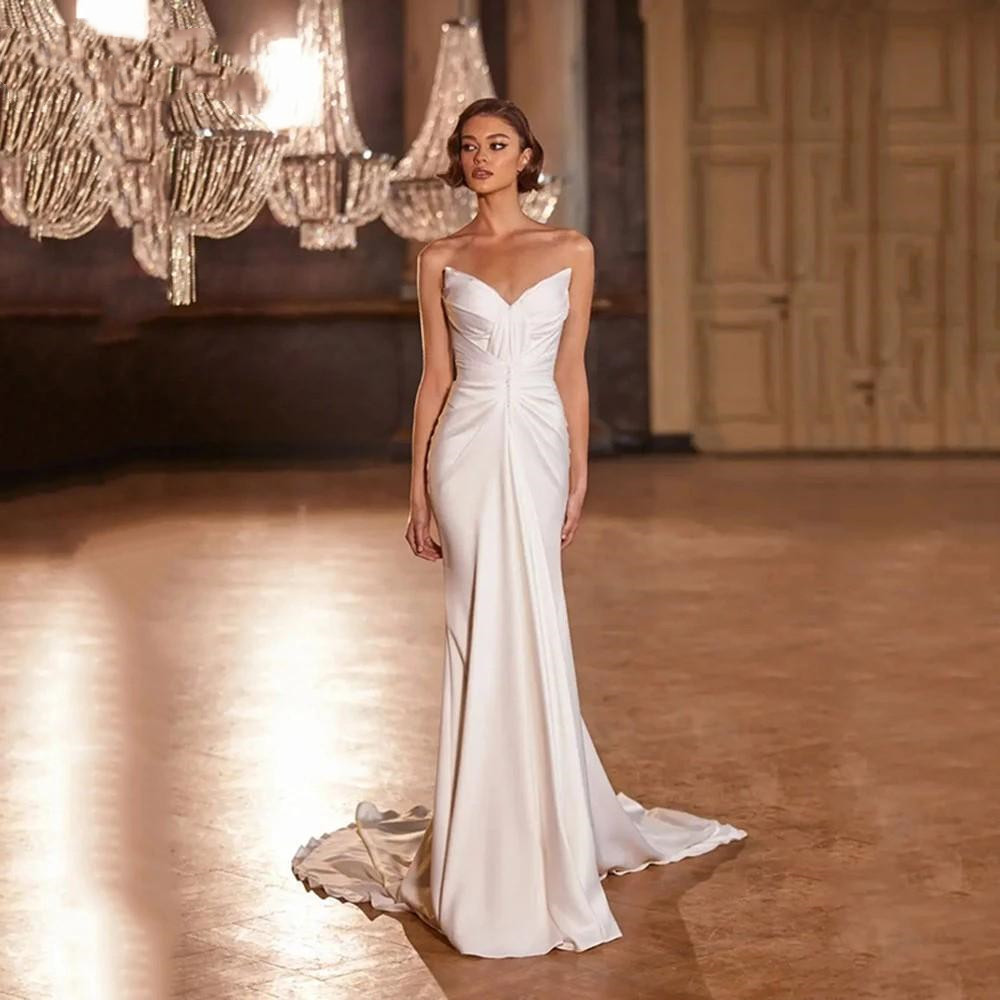 Soft Stain Chiffon Beach Mermaid Wedding Dresses with Scarf 2022 Sweethear Lace-up Corset Outdoor Garden Boho Greek Grace Bridal Gown