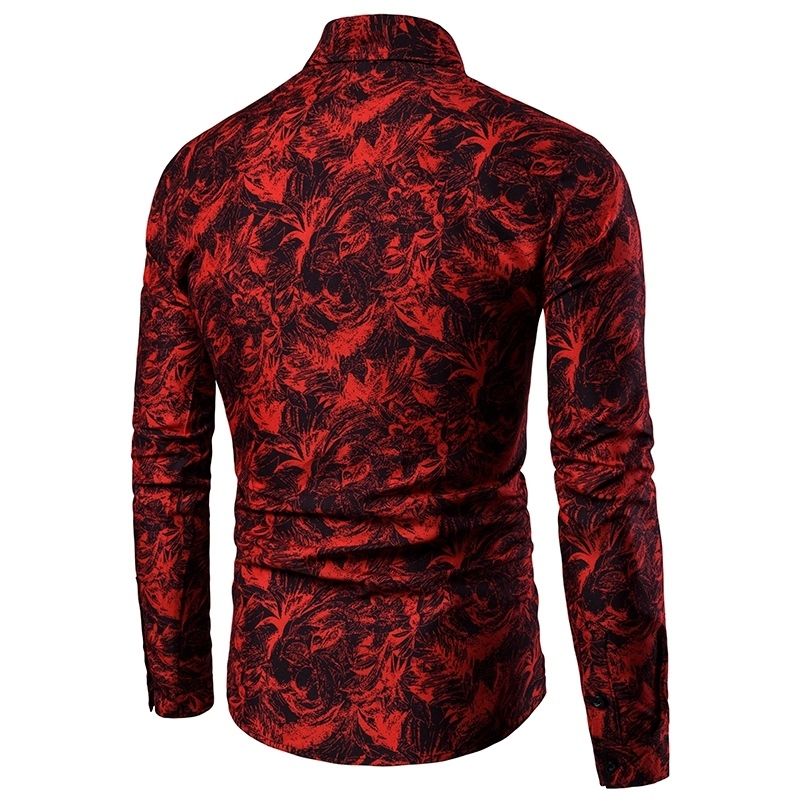 Autumn and winter men's shirt printed long-sleeved camisas hombre chemise homme White camisa camis 220322