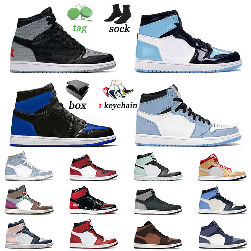 University Blue 1 1s With Box Jumpman Basketball Shoes Mid Dark Chocolate Sail Light Blue Sanded Purple Valentines Day 2022 Womens Sneakers Mens Trainers, C3 hand crafted 40-47