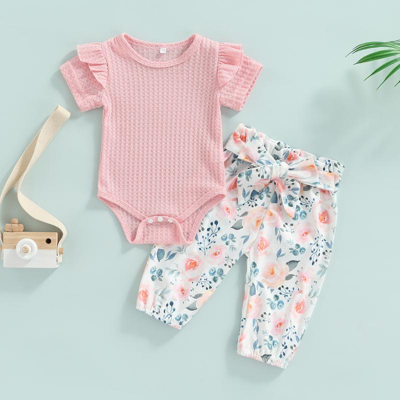Clothing Sets Infant Baby Girls Summer Outfit Solid Color Short Sleeve Romper Floral Pants With BowknotClothing, Pink
Clothing Sets Infant Baby Girls Summer Outfit Solid Color Short Sleeve Romper Floral Pants With BowknotClothing, Pink