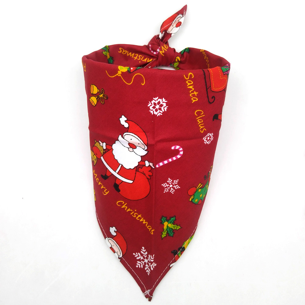 Christmas Bandanas Festival Day Dog Apparel Santa Claus Triangle Pet Bib Adjustable Pets Bandana Soft Puppy Kerchief for Small Medium Dogs Snowman Bel
