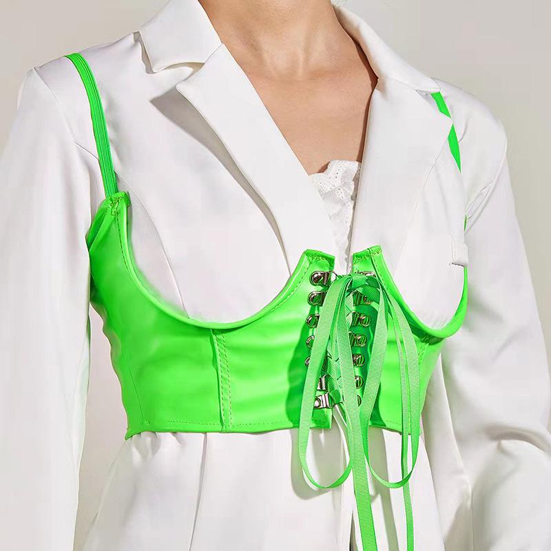 Belts Fashion Sexy PU Leather Corset Gothic Punk Lace-Up Bandage Cummerbunds Women Crop Top Suspender Belt Solid Color Shaper TopBelts, Green
Belts Fashion Sexy PU Leather Corset Gothic Punk Lace-Up Bandage Cummerbunds Women Crop Top Suspender Belt Solid Color Shaper TopBelts, Green