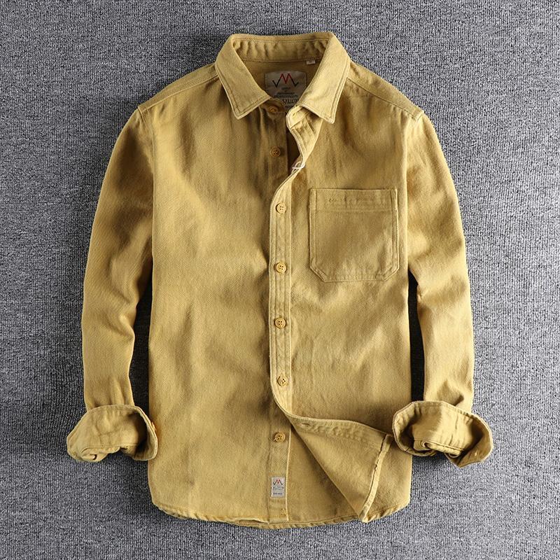 Men's Casual Shirts Y50 Autumn Men Shirt Retro Washing Twill Fashion Handsome All-Match Slim Youth Boyfriend Y2k Premium Cotton Long Sleeve, Y50 yellow 
Men's Casual Shirts Y50 Autumn Men Shirt Retro Washing Twill Fashion Handsome All-Match Slim Youth Boyfriend Y2k Premium Cotton Long Sleeve, Y50 yellow