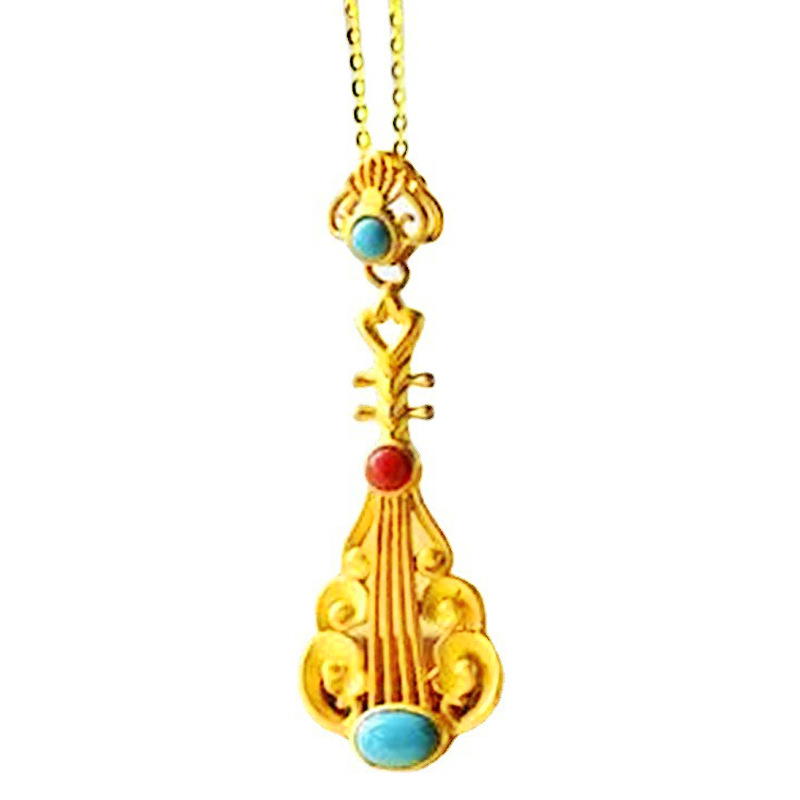 Exquisite Chinese Charm Crafts Ladies Jewelry Accessories Inlaid Turquoise Southern Red Personality Pipa Pendant Temperament Clavicle Chain
Exquisite Chinese Charm Crafts Ladies Jewelry Accessories Inlaid Turquoise Southern Red Personality Pipa Pendant Temperament Clavicle Chain