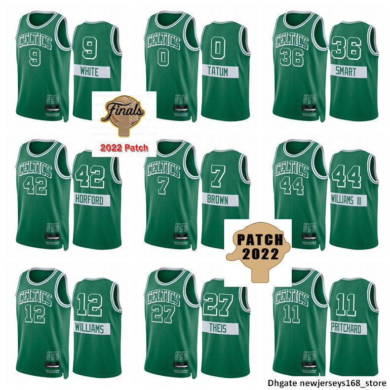 Print 75th Boston''Celtics''Men 2022 Finals 0 7 Jayson Tatum Jaylen Brown Marcus Smart 9 Derrick White Al Horford 44 Robert Williams III Williams Green