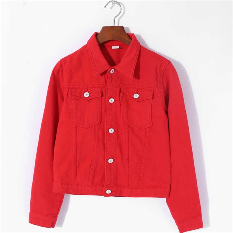 Neon Color Basic Jeans Jacket Women White Spring Woman Denim Womens Coats and Jackets Jean Slim Short Coat Jacket Feminina 210709