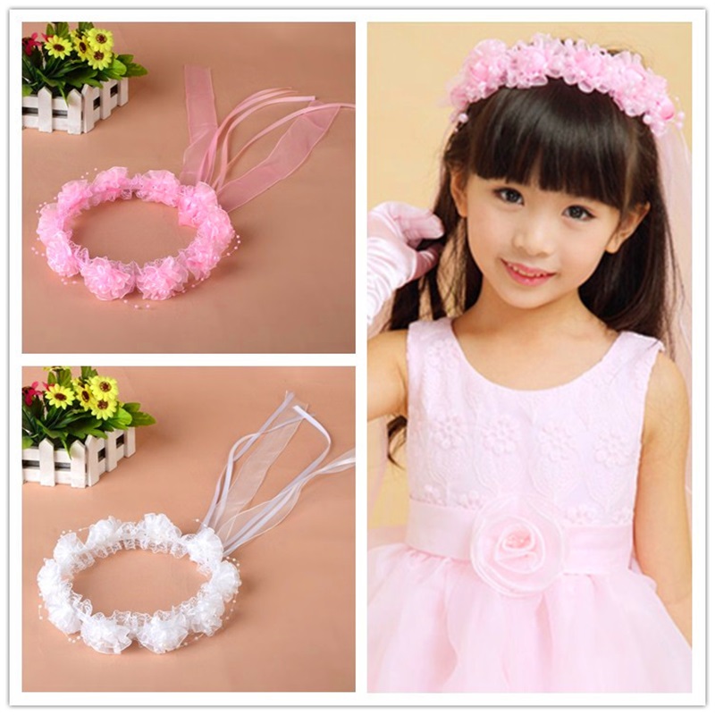 Hair Accessories Children Girls Wedding Headband Solid Color Ruffles Lace Flower Wreath Garland Beaded Decor Princess Halo Crown 2100 T2, White 
Hair Accessories Children Girls Wedding Headband Solid Color Ruffles Lace Flower Wreath Garland Beaded Decor Princess Halo Crown 2100 T2, White