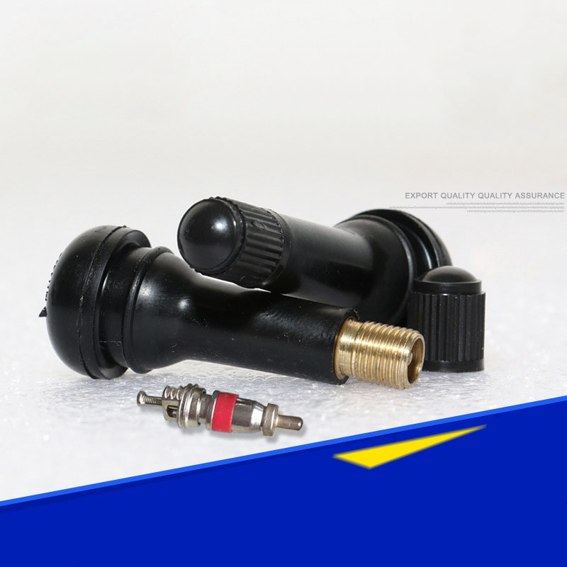 Black TR412 TR413 TR414 Tubeless Wheel Tire Valve Stems Nut With Cap Tyre Rubber Valves With Dust-Caps