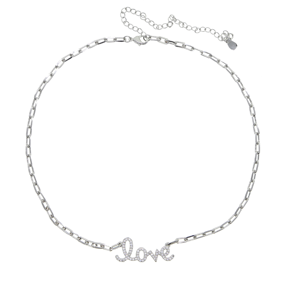 New Trend Link Chain Letter Love Charm Pendant Necklace for Hip Hop Women Jewelry with Cz Paved Wholesale Initial Name Jewelrys