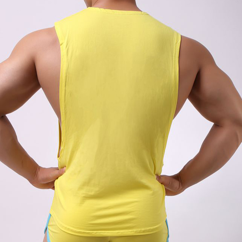 Mens Sexy Cotton Casual Tank Top Men Sleeveless Tops Bodybuilding Undershirts Gay mens Low Cut Fashion Loose vests 220607