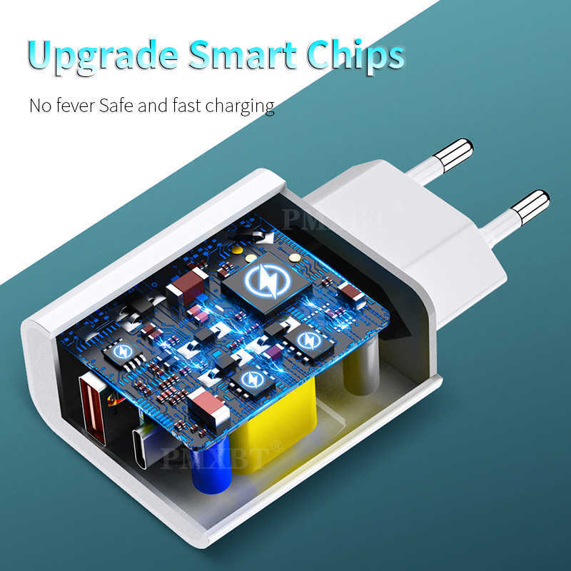 18W Fast USB Charger Quick Charge Type C PD Fast Charging For iPhone EU US Plug USB Charger With QC 40 30 Phone Charger with box94