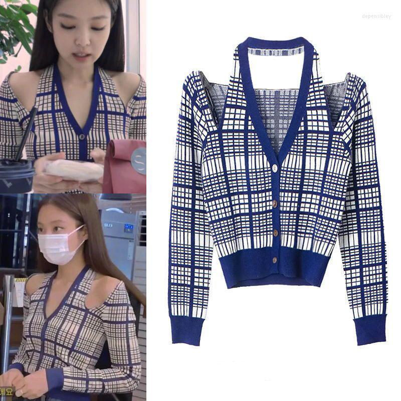 Women' Knits & Tees V Neck Hollow Out Korean Fashion Women Knitted Cardigans Sexy Halter Jennie Sweaters Top Female Spring Streetwear Plaid, Blue
Women' Knits & Tees V Neck Hollow Out Korean Fashion Women Knitted Cardigans Sexy Halter Jennie Sweaters Top Female Spring Streetwear Plaid, Blue