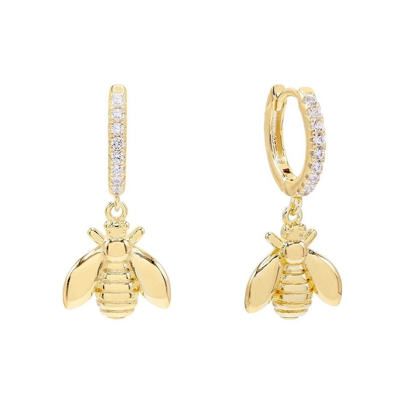 Hoop & Huggie Aide Gold Color Silver Clear Zircons Pave Circle Earrings With Bee Pendant Charm Wedding Engagement Party JewelHoop
Hoop & Huggie Aide Gold Color Silver Clear Zircons Pave Circle Earrings With Bee Pendant Charm Wedding Engagement Party JewelHoop