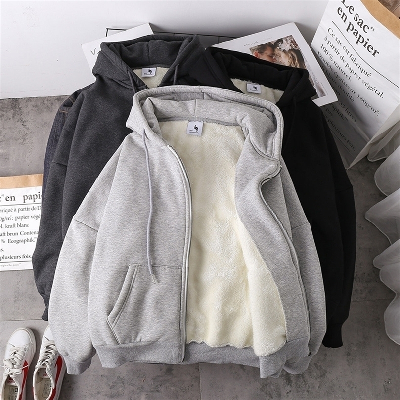 Women Winter Hoodies Coat Plush Jackets Solid Color Velvet Thick Warm Zipper Sweatshirt Tops Plus Size Outwear 220406, Black
Women Winter Hoodies Coat Plush Jackets Solid Color Velvet Thick Warm Zipper Sweatshirt Tops Plus Size Outwear 220406, Black