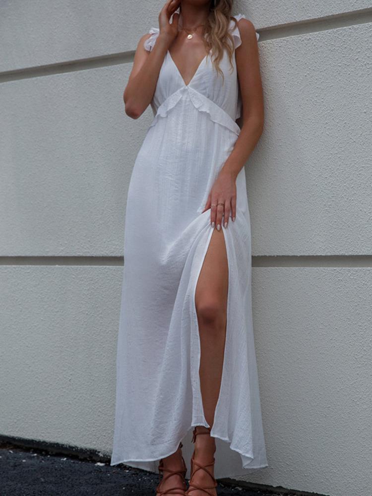 Liti Casual Womens Midi Skirt Dress White V-neck Sexy Backless Bow Slit Irregular Summer
Liti Casual Womens Midi Skirt Dress White V-neck Sexy Backless Bow Slit Irregular Summer