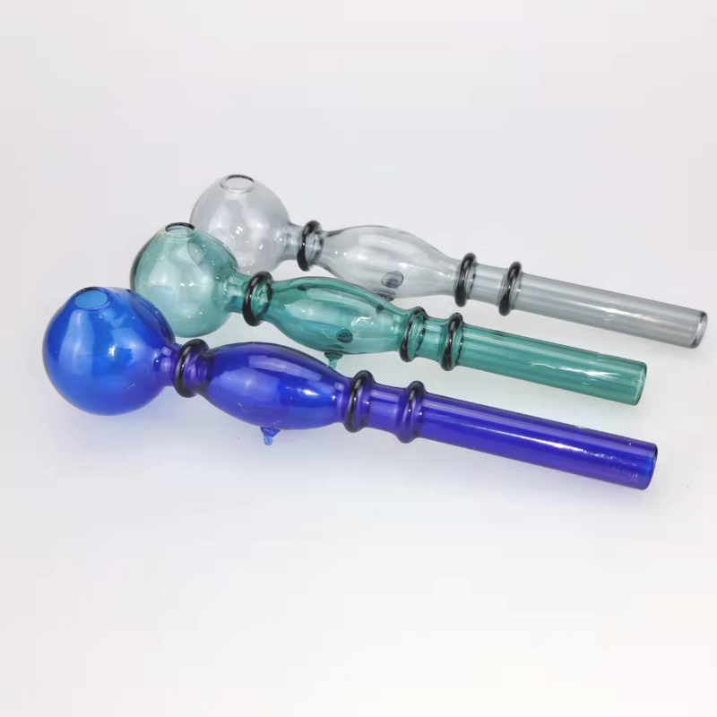 Glass Oil Burner Bubblers Pipes Bowl Straight Hand Pipe with two stand Mix Color