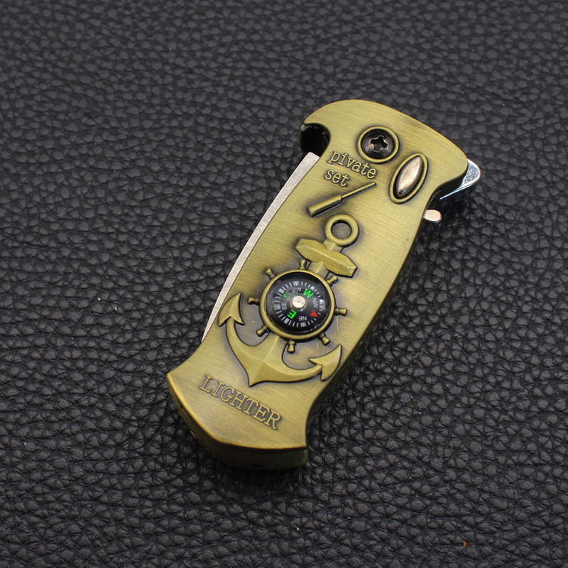 Creative Multifunctional Metal Knife Windproof Straight Jet Lighter Gas Inflatable Smoking Set Outdoor Tool Torch W260202