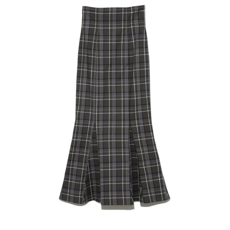 Kuzuwata High Waist Plaid Buttocks Side Split Mermaid Skirts Japan Style Temperament Elegant Jupe Autumn Women Faldas 220322