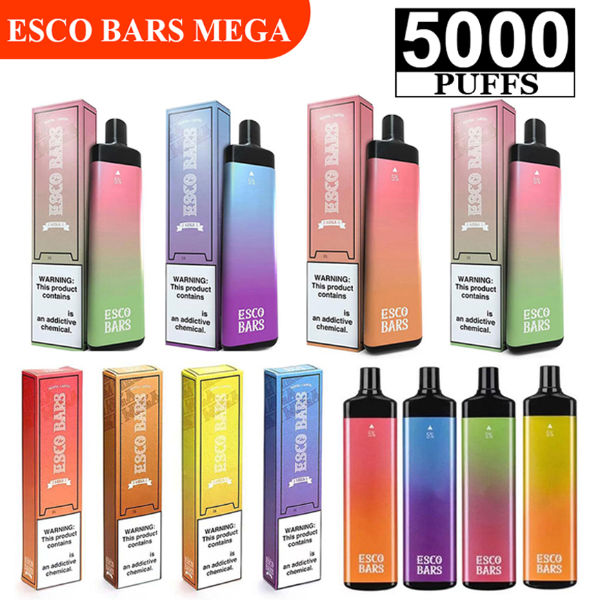 Esco Bars Mega Disposable E cigarettes 5000 Puffs Vape Pen 600mAh Rechargeable Battery 14ml Pre-filled Vapor Mesh Coil Cartridge Device escobar air bar max lux cube
Esco Bars Mega Disposable E cigarettes 5000 Puffs Vape Pen 600mAh Rechargeable Battery 14ml Pre-filled Vapor Mesh Coil Cartridge Device escobar air bar max lux cube