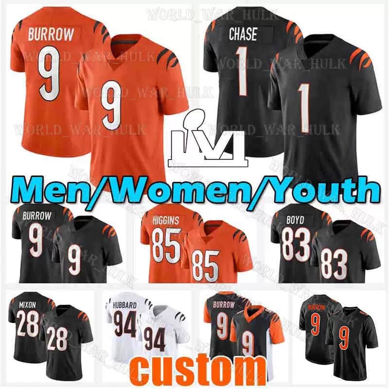 9 Joe Burrow Football Jersey 2 Evan McPherson Bengals''JaMarr Chase Tee Higgins Jessie Bates III Sam Hubbard Auden Tate Mixon Tyler Boyd Trey Hendrickson Logan Wilson, Women jersey+patch6
9 Joe Burrow Football Jersey 2 Evan McPherson Bengals''JaMarr Chase Tee Higgins Jessie Bates III Sam Hubbard Auden Tate Mixon Tyler Boyd Trey Hendrickson Logan Wilson, Women jersey+patch6