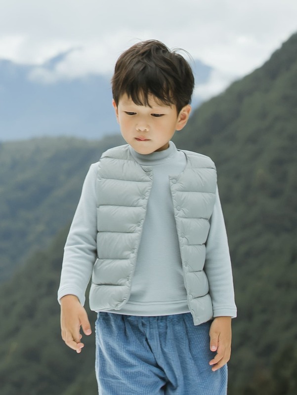 Toddler Boys Pressed Button Vest Down Coat SHE, Mint green