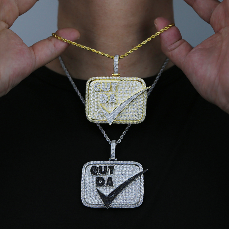 Hip Hop Cool Letters Pendant Micro Pave Cubic Zirconia Bling Fashion Charm Necklaces Jewelry for Men Women