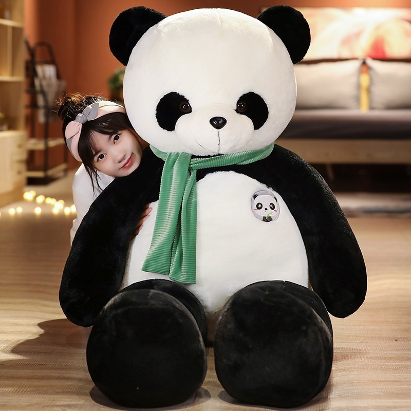 95cm Cute Baby Big Giant Scarf Panda Bear Plush Stuffed Animal Doll Animals Toy Pillow Cartoon Kawaii Dolls Girls Lover Gifts 220409