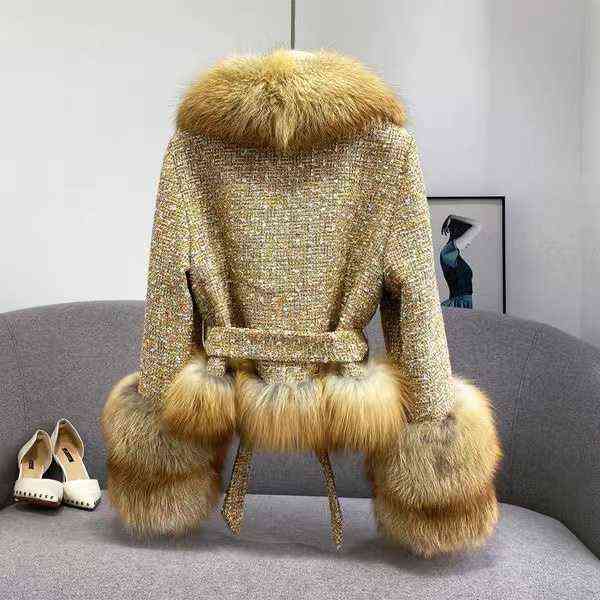 Female Woolen Coat fur Collar Casual Women Fur Jacket Winter Temperament Fashion Short High-Quality Women Fur Jacket Parkas T220816