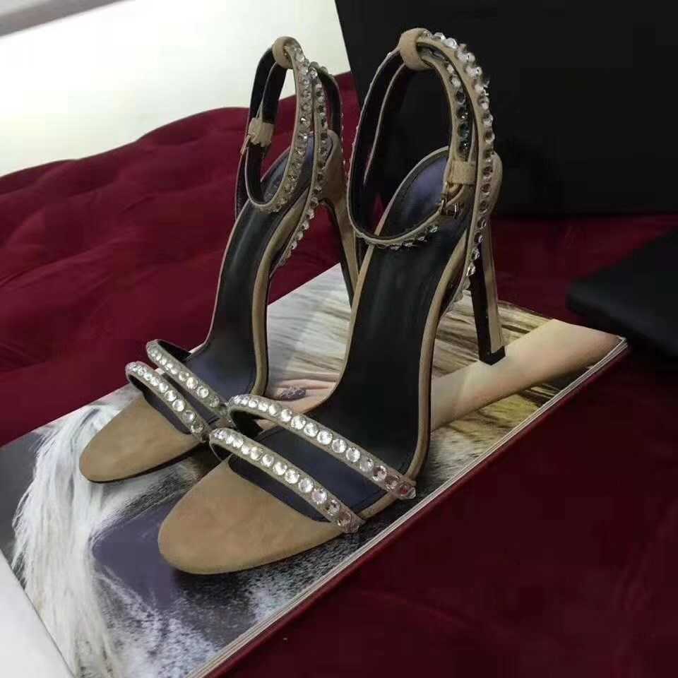Summer all match leather women shoes waterproof platform style rhinestone high heels buckle strap stiletto heel fashion open toe sandals