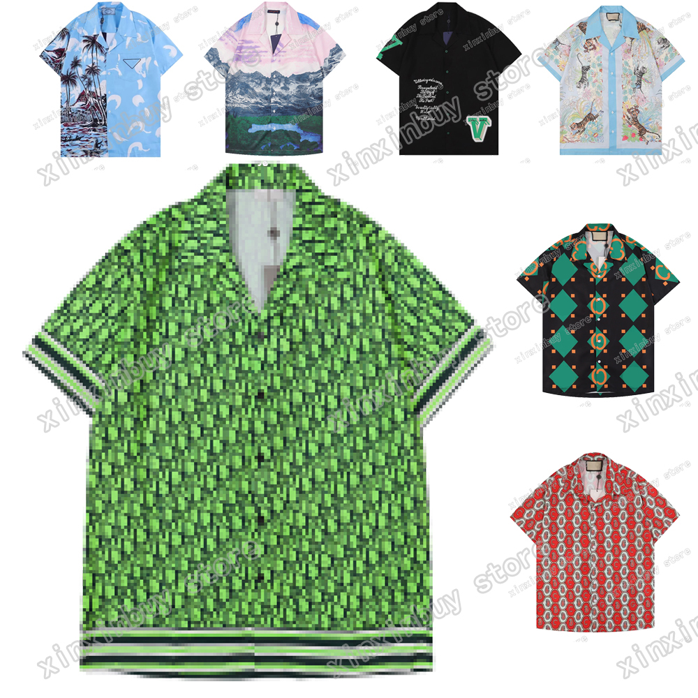 22SS Fashion Hawaii Floral Letter Print Beach Shirts Mens Designer Silk Bowling Shirt Casual Shirts Men Summer Short Sleeve Loose Dress blue M-3XL xinxinbuy, Customize 
22SS Fashion Hawaii Floral Letter Print Beach Shirts Mens Designer Silk Bowling Shirt Casual Shirts Men Summer Short Sleeve Loose Dress blue M-3XL xinxinbuy, Customize
