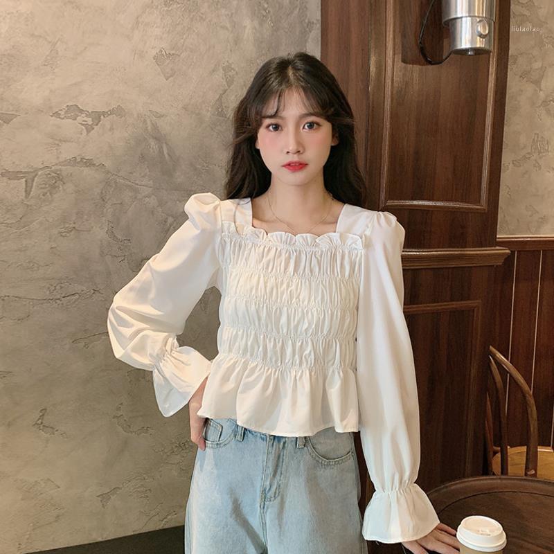 Women' Blouses & Shirts Blouse Women Long Sleeve Autumn Square Collar Pleated Short White Shirt Blusas Mujer De Moda, Black
Women' Blouses & Shirts Blouse Women Long Sleeve Autumn Square Collar Pleated Short White Shirt Blusas Mujer De Moda, Black