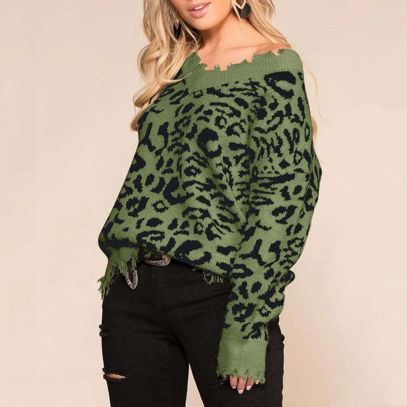 Women' Sweaters Knitted Sweater Women Streetwear Sueter Mujer Leopard Print Ripped V Neck Distressed Knit Pullover Jumper Top, Kh
Women' Sweaters Knitted Sweater Women Streetwear Sueter Mujer Leopard Print Ripped V Neck Distressed Knit Pullover Jumper Top, Kh