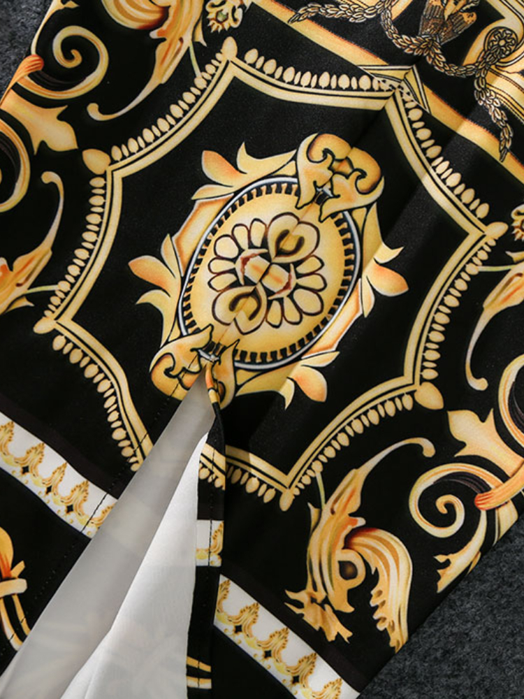 Coming European Women Summer Print Pencil Skirt High Stretch Abstract Pattern Midi Slip Hip Skirt Female 220711