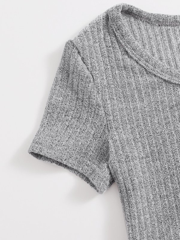 Girls Button Front Rib-knit Top & Leggings Set SHE