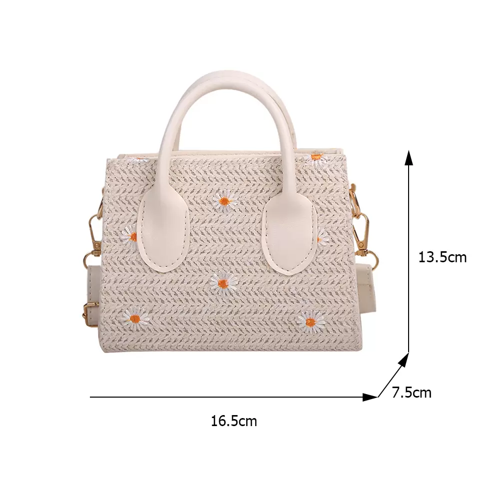Fashion Straw Woven Shoulder Messenger Bags For Women Casual Daisy Embroidery Ladies Top-handle Handbags Small Crossbody Bags, Sky blue
Fashion Straw Woven Shoulder Messenger Bags For Women Casual Daisy Embroidery Ladies Top-handle Handbags Small Crossbody Bags, Sky blue