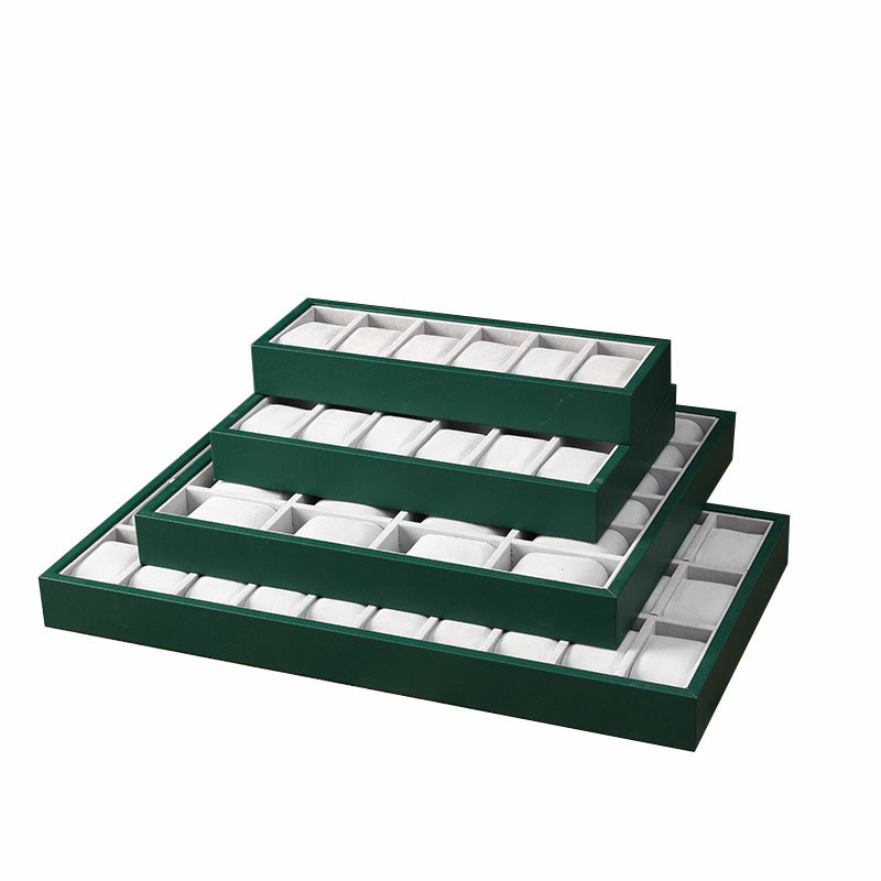 New Green PU Leather Watch Display Tray 6122430 Grid Watch Display Storage Props Watch Booth Display Shelf
