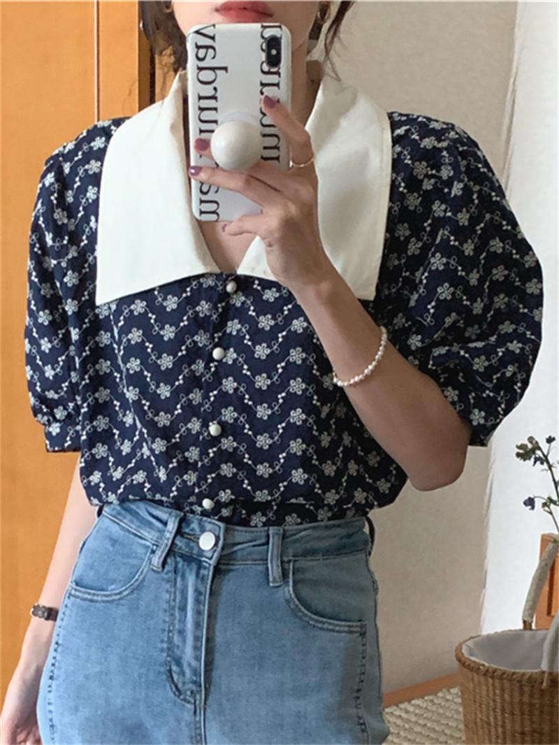 Women's Blouses & Shirts Alien Kitty Dark Blue Printed Women Casual Short Sleeve Summer Embroidery Flowers Chic Loose Sweet Retro TopsWomen', Photo color
Women's Blouses & Shirts Alien Kitty Dark Blue Printed Women Casual Short Sleeve Summer Embroidery Flowers Chic Loose Sweet Retro TopsWomen', Photo color