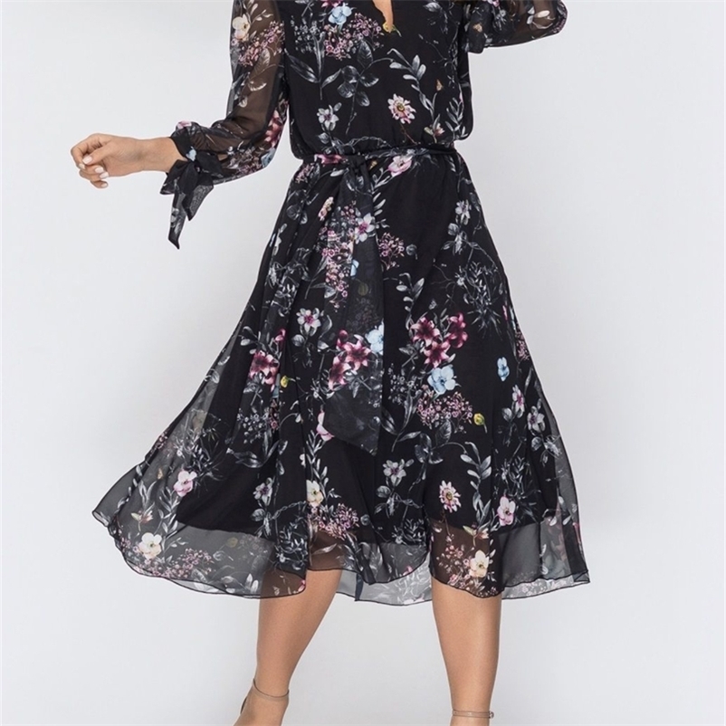 S FLAVOR Women Flower Print Chiffon Dress Sexy O Neck Hollow Out Long Sleeve Female Elegant A Line Party Vestidos 220614, White printing
S FLAVOR Women Flower Print Chiffon Dress Sexy O Neck Hollow Out Long Sleeve Female Elegant A Line Party Vestidos 220614, White printing