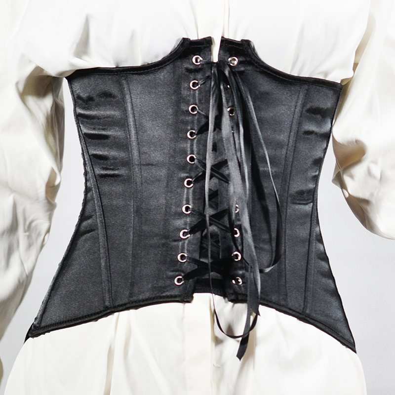Women Satin Underbust Zipper Corset Fashion Drawstring Criss Cross Lacing Hollow-out Gothic Plus Size Back Zip Clubwear Streetwear Body Shaper Girdles
