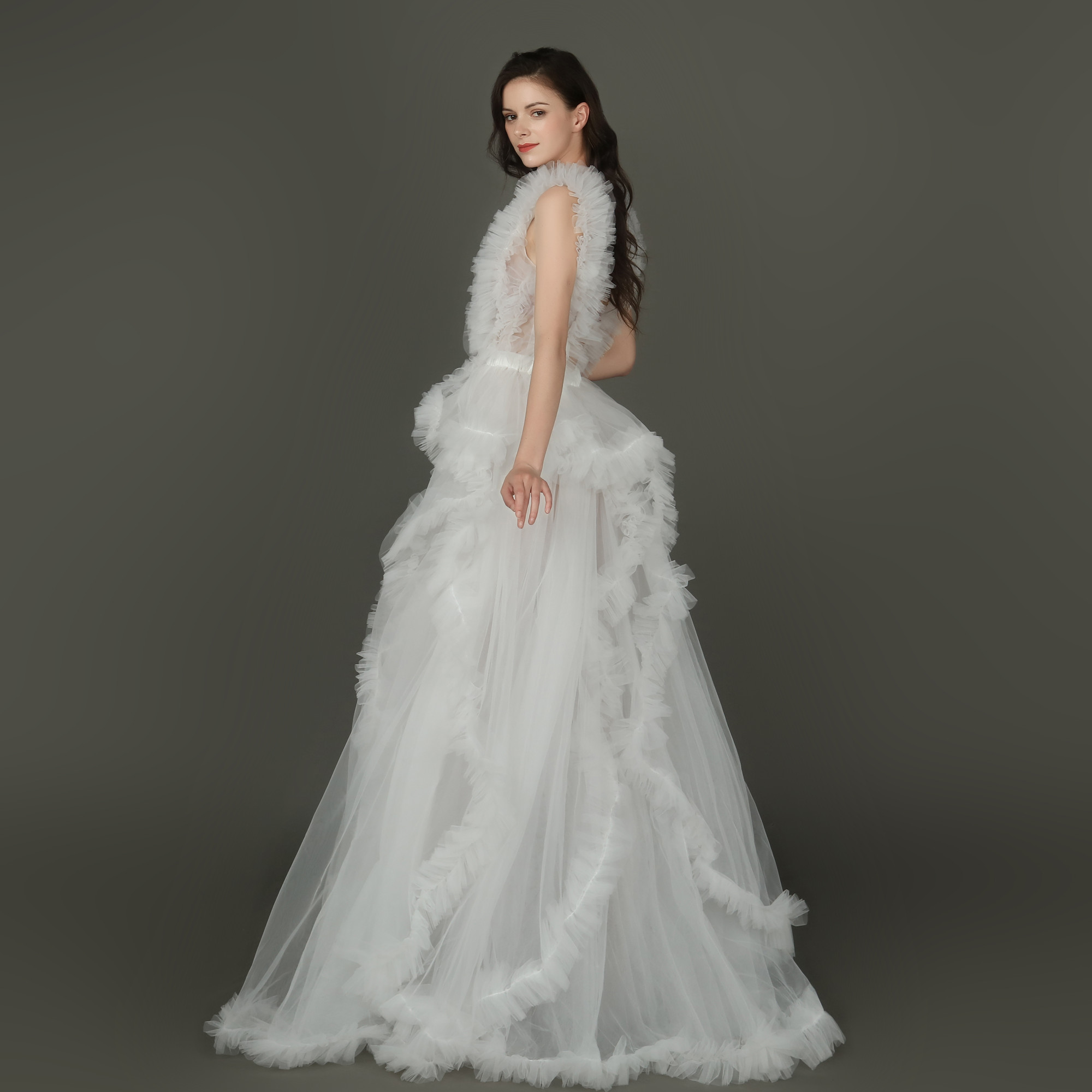 Sleepwear Real Images Photo Dresses for Pregnant Women Ruffles Bride Robes Elegant Tiered V Neck Custom Made Baby Shower Photo Shoot Gowns