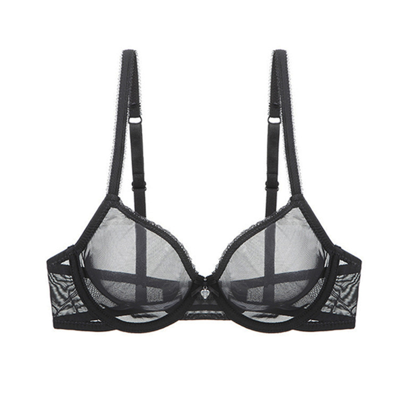 Red Transparent Bras For Women Plus Size Sexy Lingerie Push Up Lace Mesh Girls Bra Top See Through White Black 40 42 A B C D 220511