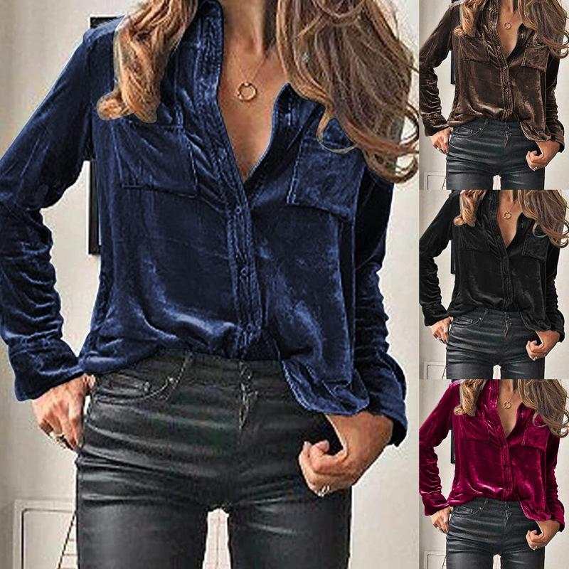 Women' Blouses & Shirts 2022 Women Spring Fall Fashion Velvet Shirt Long Sleeve Button Down Workwear Mujer Blouse Elegant Office Ladies Tun, Brown
Women' Blouses & Shirts 2022 Women Spring Fall Fashion Velvet Shirt Long Sleeve Button Down Workwear Mujer Blouse Elegant Office Ladies Tun, Brown