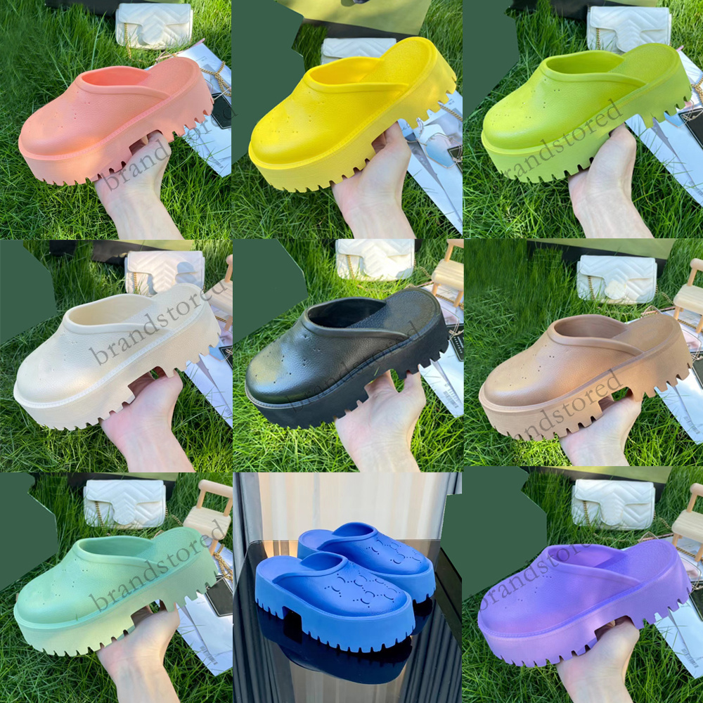 Designer Slippers Perforated Slipper Platform Sandals Rubber Cut-out Slide Flats Women Sandal Transparent Materials Beach Slides
