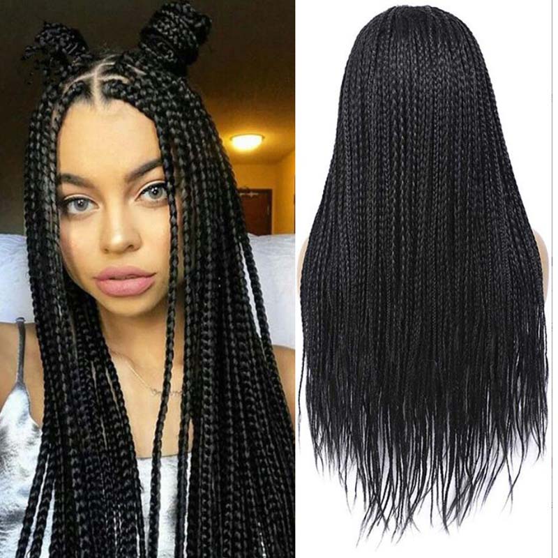 Long Box Braided Braids Wigs Heat Resident Synthetic Braiding Hair wig For Afro Black Women