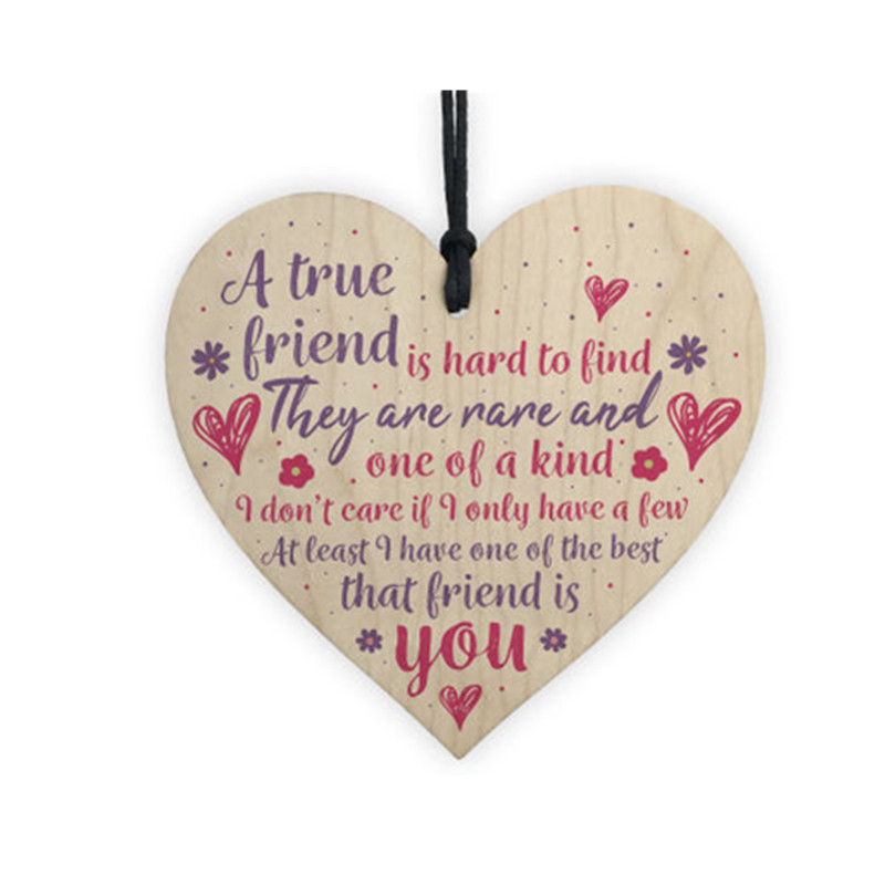 Handmade Wooden Heart Shaped Hanging Gift Plaque Pendant Family Friendship Love Sign Wine Tags Christmas Tree Small Hanging hearts Decor W0