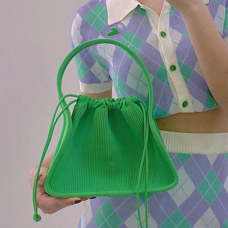 2022 New Rib Knit Tote Ryan Collection Logo Print Drawstring Closure Shoulder Bag Designer Bag Candy colors, Light green
2022 New Rib Knit Tote Ryan Collection Logo Print Drawstring Closure Shoulder Bag Designer Bag Candy colors, Light green